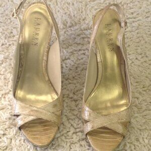 Lauren Ralph Lauren 8 Croc Print Leather 4" heels Sexy Disco Fantasy Girlhood